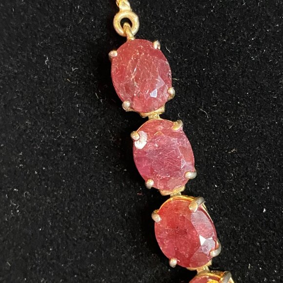 18” Necklace Gold over Sterling Silver 925 with Rubies Jewelry - Picture 8 of 14